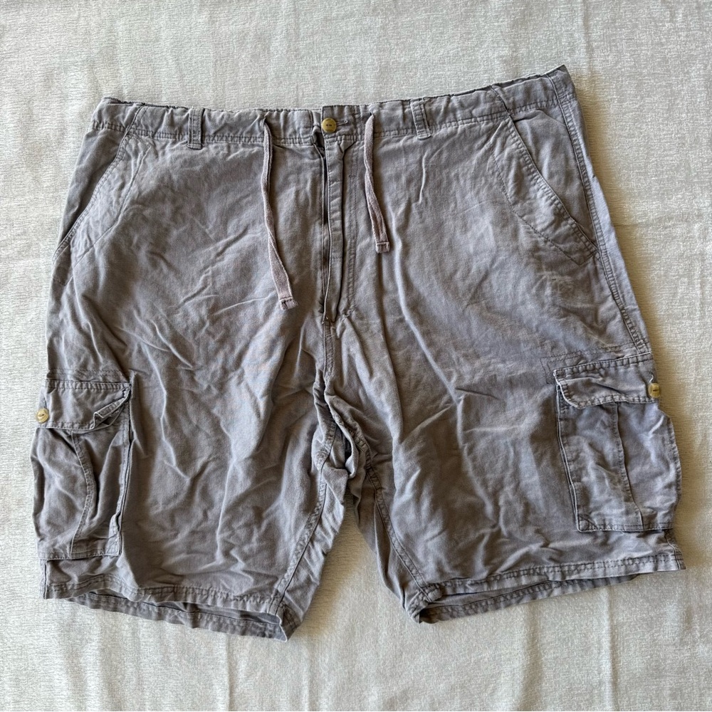 Sean John Mens Size 48 Gray Linen Cotton Cargo Shorts Y2K